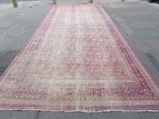 Ancien Worn Main Fabriqué Traditionnel Oriental Laine Rose Grand Tapis 536x237cm