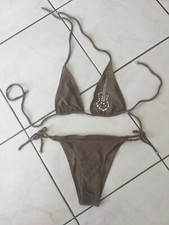 Maillot de bain 2 pièces PAIN DE SUCRE taille 38/40/42 suédine marron bon état