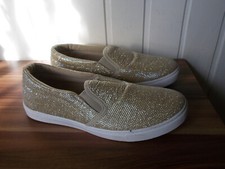 Chaussures à enfiler slip-on petit talon derbies toile doré 38