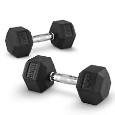 Manubres Hexagonaux De 5 À 15 KG Poids Professionnels Gommés Salle De Sport