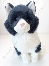 Peluche/Doudou Grand Chat Assis Noir Et Blanc Nez Rose Yeux Jaunes 30cm  - Gipsy