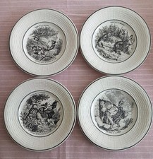 ASSIETTES PARLANTES ANCIENNES DIGOIN SARREGUEMINES LES FABLES DE LA FONTAINE 