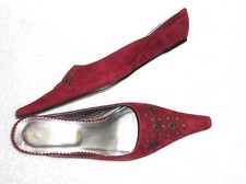 FLORENCE KOOIJMAN escarpins mules cuir daim rouge bordeaux  P 37 ½  "Neufs"