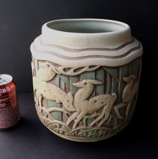 Vase Antilope Gres Mougin Freres Signé Geo Condé Superbe Coloris 1930 Art Deco