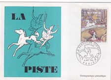 Enveloppe 1er jour timbre 1969 GEORGES SEURAT tableau cirque la piste équitation
