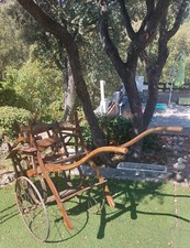 Belle ancienne poussette double assise en bois 19emes