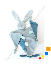Doudou Plat Triangle Lapin Lapidou Vert De Gris Bleu Planètes Etoile Glow Nattou