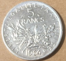 pieces de 5 francs argent ttb etat 1964