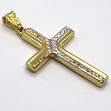 Pendentif Croix Or Jaune Blanc