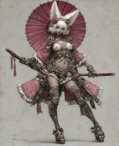 White haired fox warrior - white-haired,