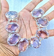 Collier bijoux fait main en argent sterling 925 pierre précieuse kunzite rose...