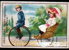 IMAGE CHROMO CHOCOLAT SOCIETE FRANCAISE / BORDEAUX / VELO GRAND BI attelé Taxi