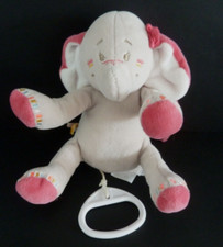Z. DOUDOU MUSICAL NATTOU ELEPHANT Anna Gris rose gris 15c assis Musique OK  TTBE