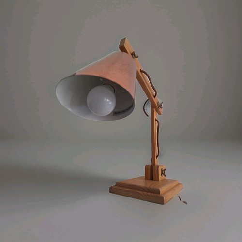 Lampe vintage bois et - lampe,