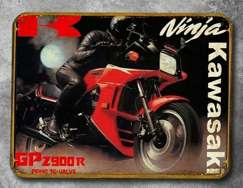 Plaque metal vintage kawasaki - plaque,