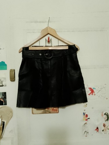 Jupe cuir synthétique noir - jupe,