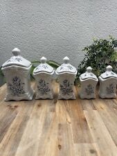 Ensemble de 5 Pots à Épices Vintage en Faïence de Delfts Bleu
