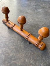 Ancien porte manteau mural bois à 3 patères, vintage