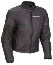 KAWASAKI Veste en Cuir Moto Courses Biker Cuir Veste Hommes Moto Cuir Veste 54