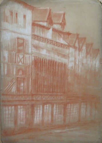 Ancien dessin sanguine vue - ancien,