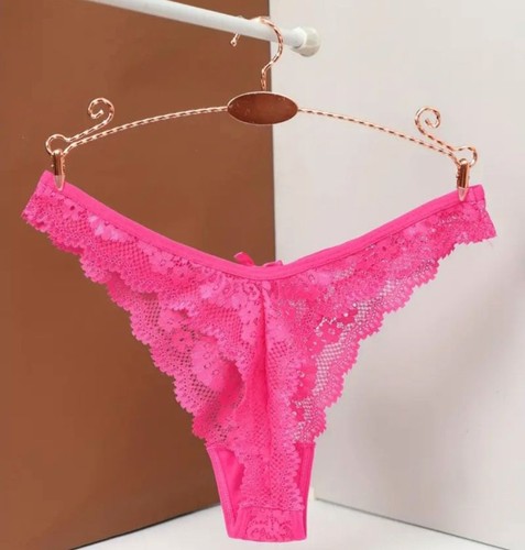 String femme dentelle rose uni