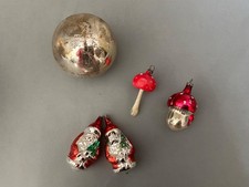 ANCIENNES DÉCORATIONS DE SAPIN DE NOËL  VERRE SOUFFLÉ  PÈRE NOEL / CHAMPIGNON