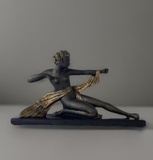 Statue Plâtre Art Déco Diane Chasseresse Modèle De Santi Numéroté Restaurée