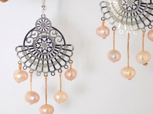 Boucles argentées éventail - , 5