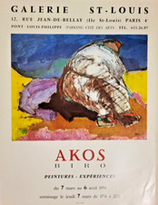 BIRO AKOS - AFFICHE ORIGINALE EXPOSITION- GALERIE SAINT LOUIS PARIS - RARE- 1974