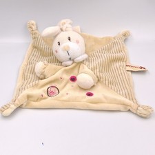 Doudou plat lapin rayé beige