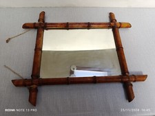Miroir style décor bambou - Bon état - intérieur 34 x 25 cm Ancien Vintage 