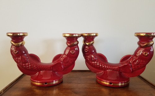 Paire bougeoirs vintage - paire, de