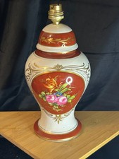 Porcelaine Limoges - Art Déco - Grande lampe en porcelaine - Décor floral - 1930