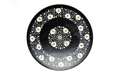 18 " Rond Noir Marbre Café