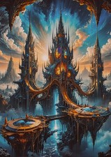 Photo A4 cité fantastique aux tours lumineuses monde magique – 834