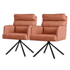 Lot 2 chaises de salle à manger pivotante 180° rembourrée fauteuil à accoudoirs