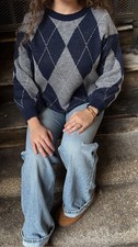 Pull Over a carreaux gris/bleu