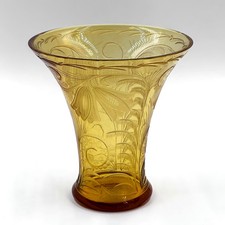 Vase verre gravé vintage Art