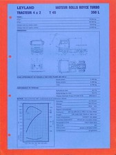 LEYLAND TRUCKS / TRACTEUR 4X2 / T 45 MOTEUR ROLLS-ROYCE 350 L / FICHE TECHNIQUE