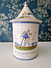 Pot Pharmacie Apothicaire faïence de nevers XIX "Je suis las de les porter"