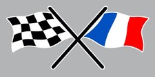 AUTOCOLLANT DRAPEAU FRANCAIS FRANCE FLAG STICKER LAURIERS DAMIERS RACING DA117