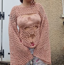 Handmade Crochet Set Top And Boléro / Shrug Pink 