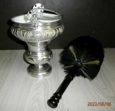 ANCIEN SCEAU A L'EAU BENITE AVEC GOUPILLON/BENITIER/H.21cm/BRONZE argenté/XIXème