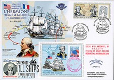 Maxi FDC USA-FRANCE "Escale n°11 Greenport - L'HERMIONE / Voilier SAGRES" 2015