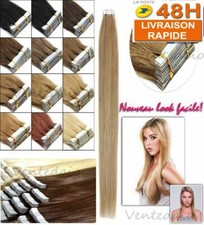 10/20/30/40 EXTENSIONS DE CHEVEUX TAPE IN BANDE ADHESIVE NATURELS REMY 53-60CM 