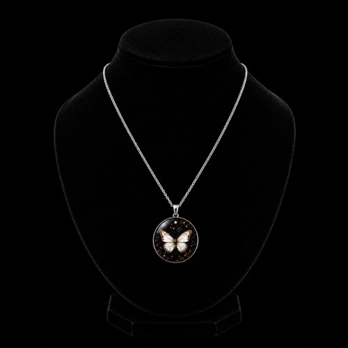 Collier papillon blanc fait - collier,