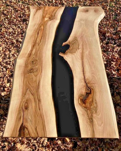 Black epoxy wood table - epoxy,