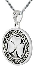 0.925 Argent Sterling Irlandais Celtique Trèfle Amour Pendentif Noeud Collier