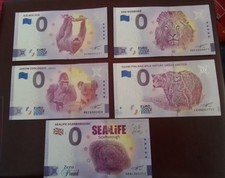 Lot 5 Billets 0 Euro  animaux  pays étrangers