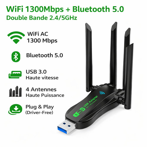 Adaptateur usb wifi 1300mbps - adaptateur,